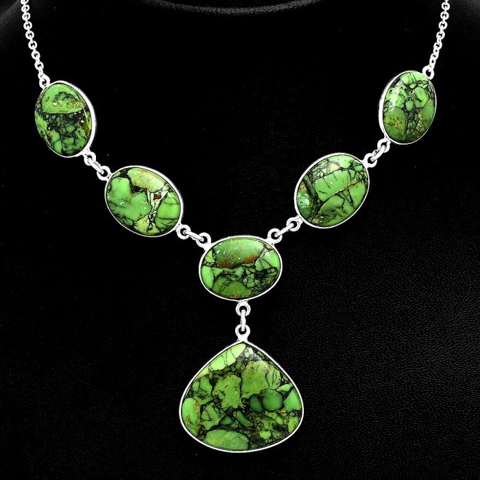 Green Matrix Turquoise Necklace EXN01066 N-1013, 22x24 mm