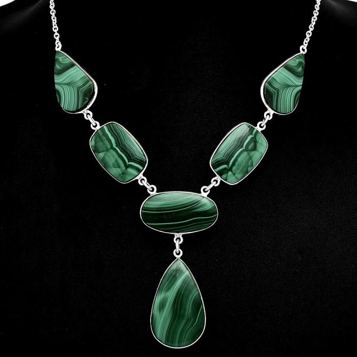 Malachite Eye Necklace EXN01069 N-1013, 17x27 mm