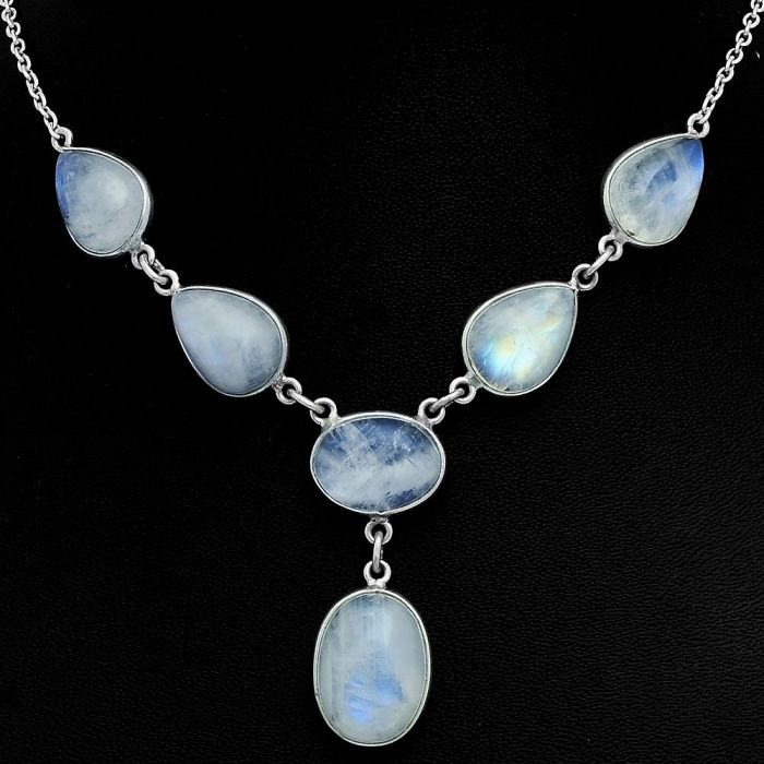 Rainbow Moonstone Necklace EXN01081 N-1013, 12x16 mm