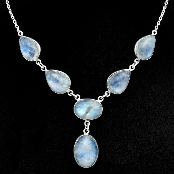 Rainbow Moonstone Necklace EXN01082 N-1013, 12x16 mm