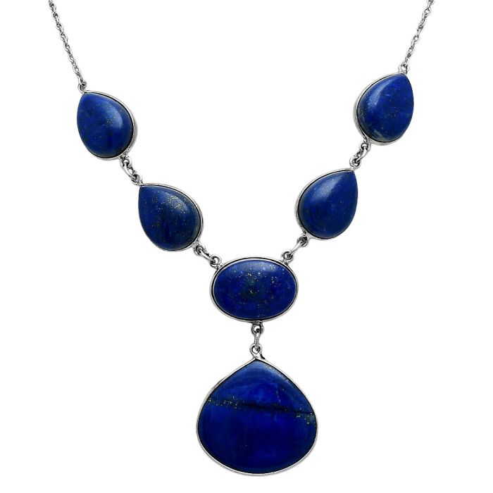 Lapis Lazuli and Lapis Lazuli Necklace EXN01083 N-1013, 24x25 mm