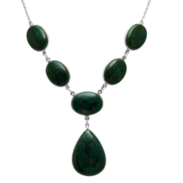 Blood Stone Necklace EXN01086 N-1013, 19x26 mm