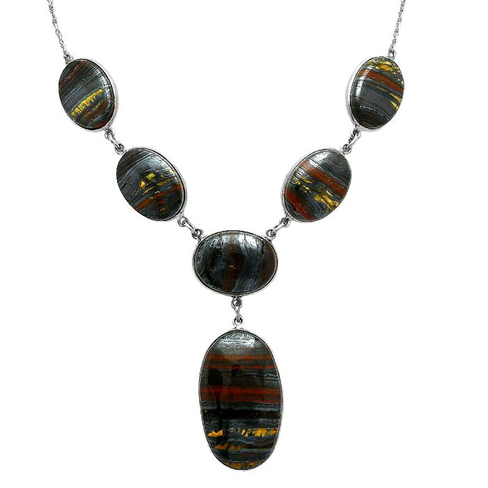 Iron Tiger Eye Necklace EXN01087 N-1013, 19x32 mm