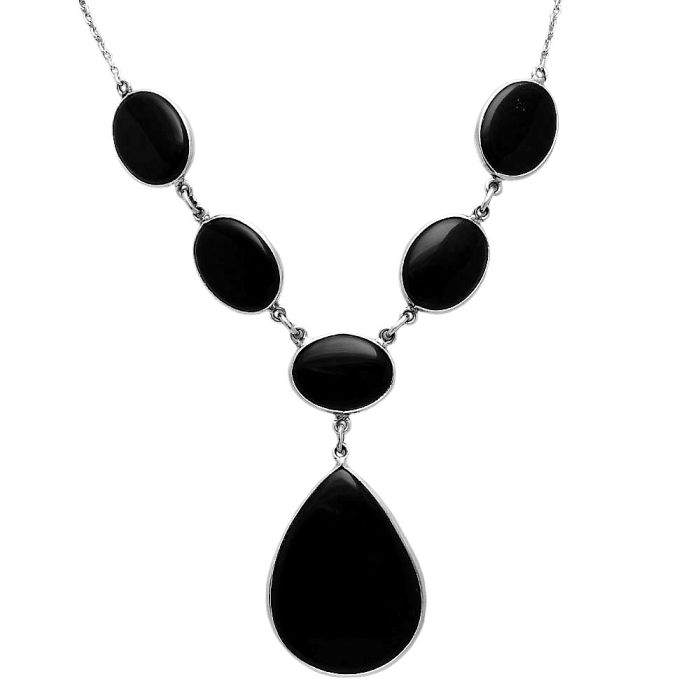 Black Onyx Necklace EXN01090 N-1013, 23x31 mm