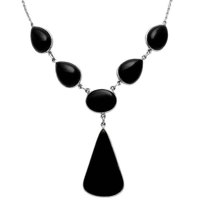 Black Onyx Necklace EXN01091 N-1013, 21x35 mm