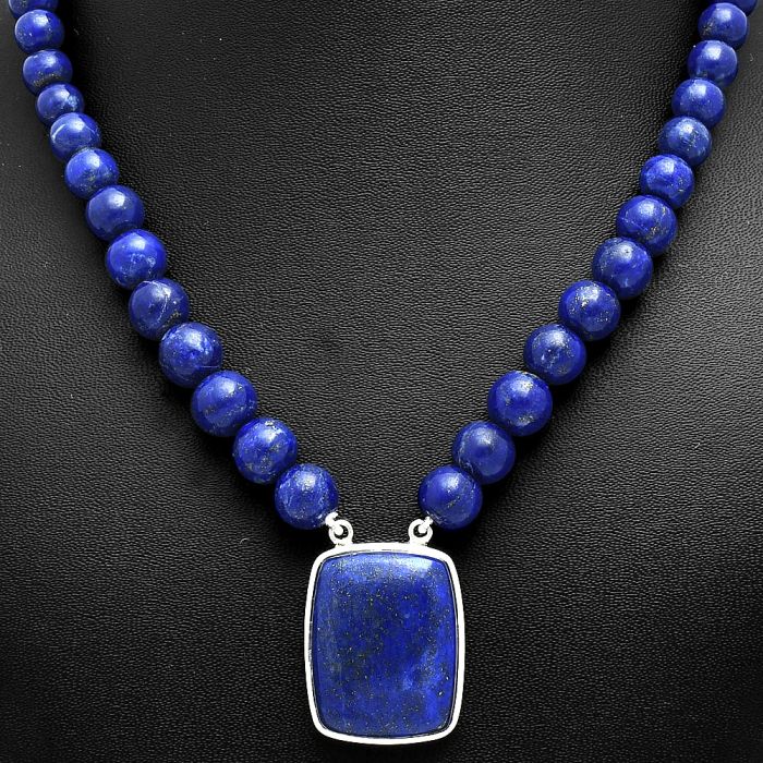 Lapis Lazuli Beaded Necklace EXN01188 N-1027, 21x26 mm