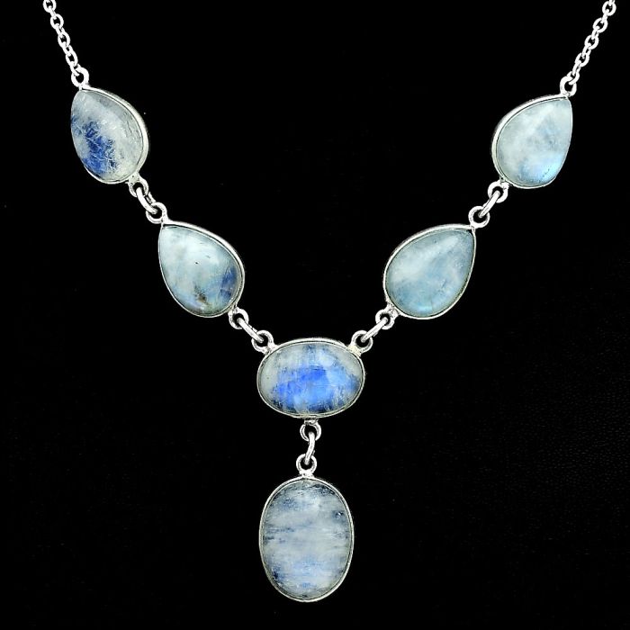 Rainbow Moonstone Necklace EXN01222 EXN01081 N-1013, 10x14 mm