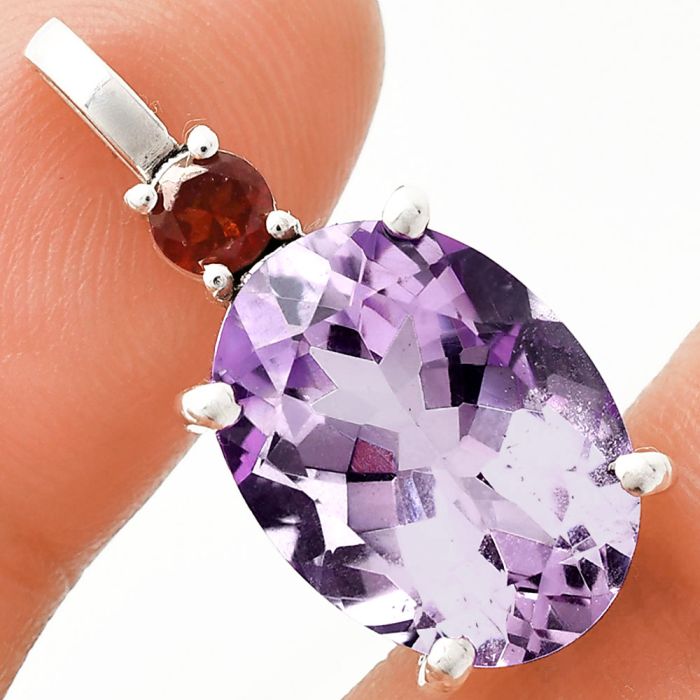 Amethyst and Garnet Pendant EXP01037 P-1113, 12x16 mm