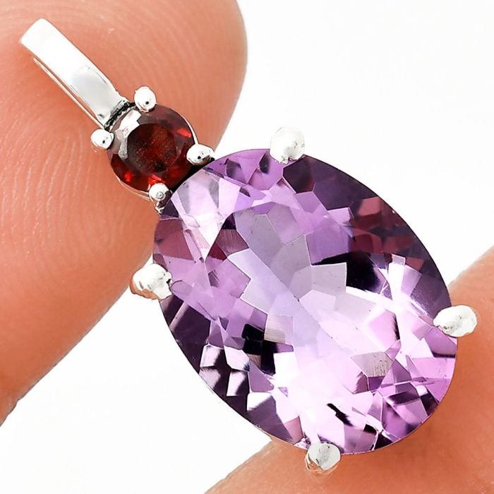 Amethyst and Garnet Pendant EXP01038 P-1113, 12x16 mm