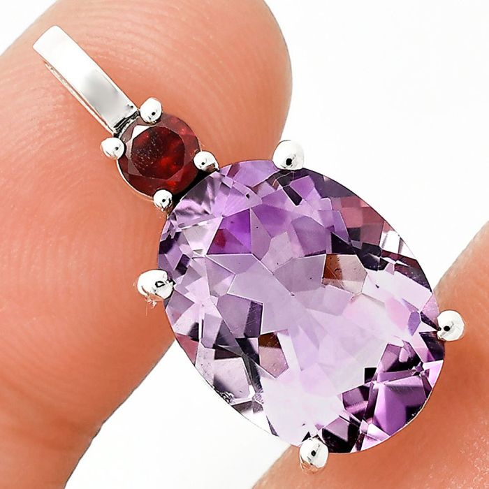 Amethyst and Garnet Pendant EXP01039 P-1113, 12x16 mm