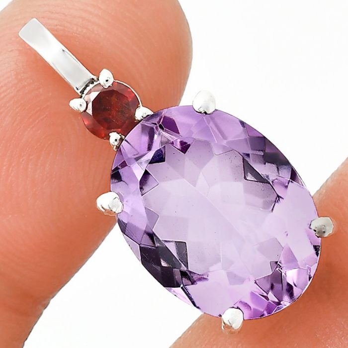 Amethyst and Garnet Pendant EXP01040 P-1113, 12x16 mm