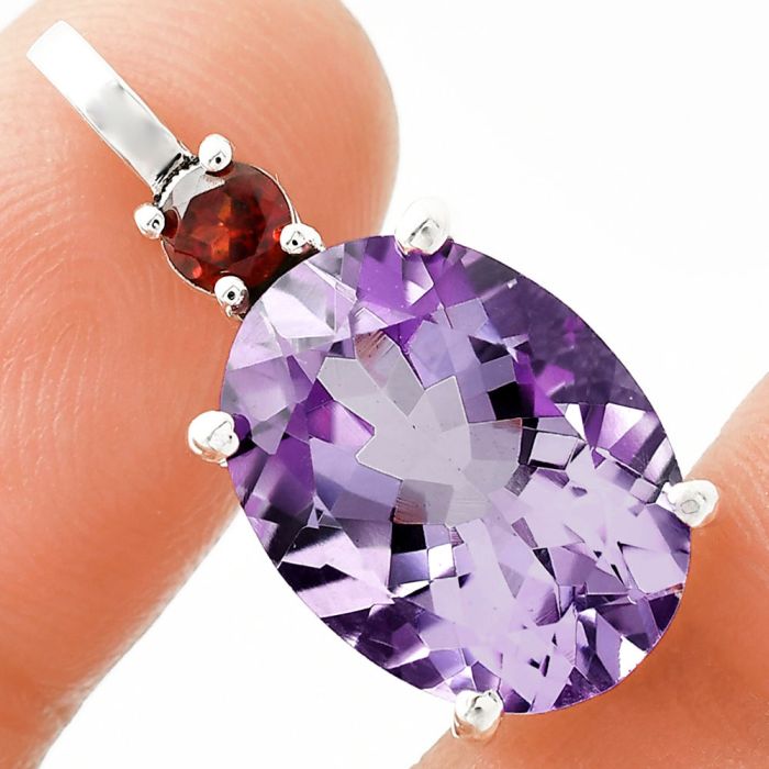 Amethyst and Garnet Pendant EXP01041 P-1113, 12x16 mm