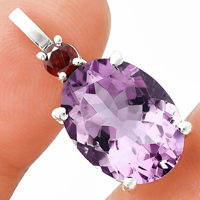 Amethyst and Garnet Pendant EXP01042 P-1113, 12x16 mm