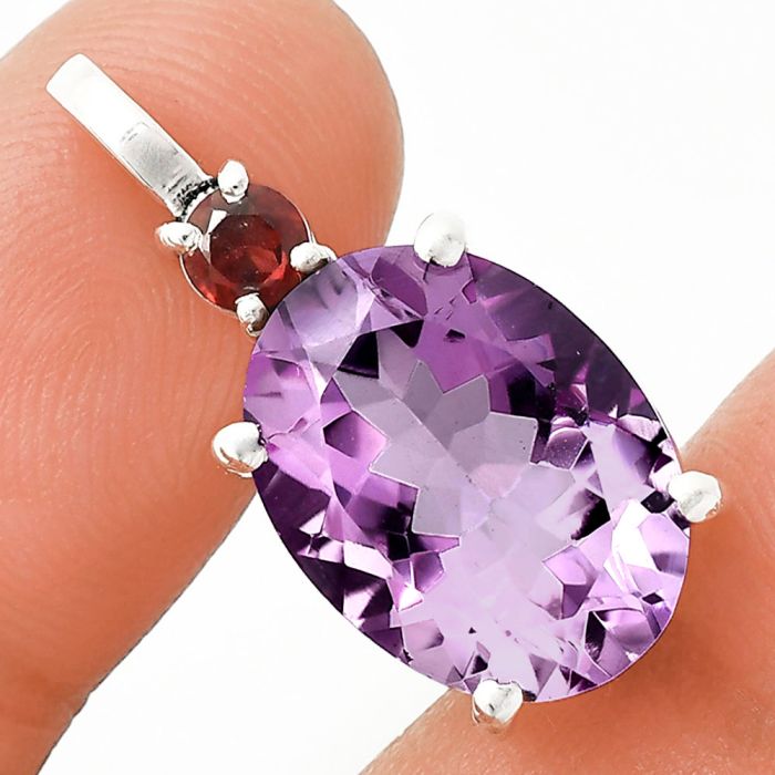 Amethyst and Garnet Pendant EXP01043 P-1113, 12x16 mm