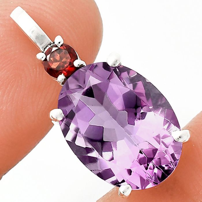 Amethyst and Garnet Pendant EXP01044 P-1113, 12x16 mm