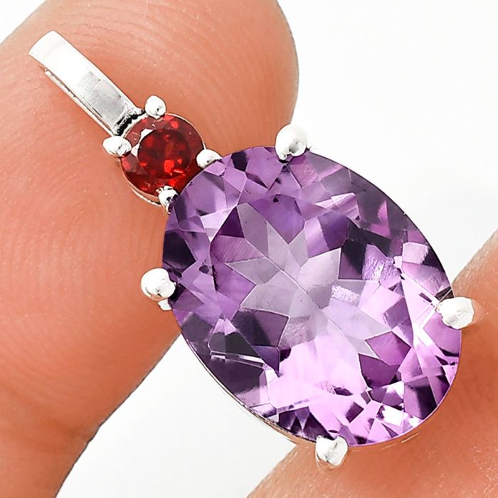 Amethyst and Garnet Pendant EXP01045 P-1113, 12x16 mm