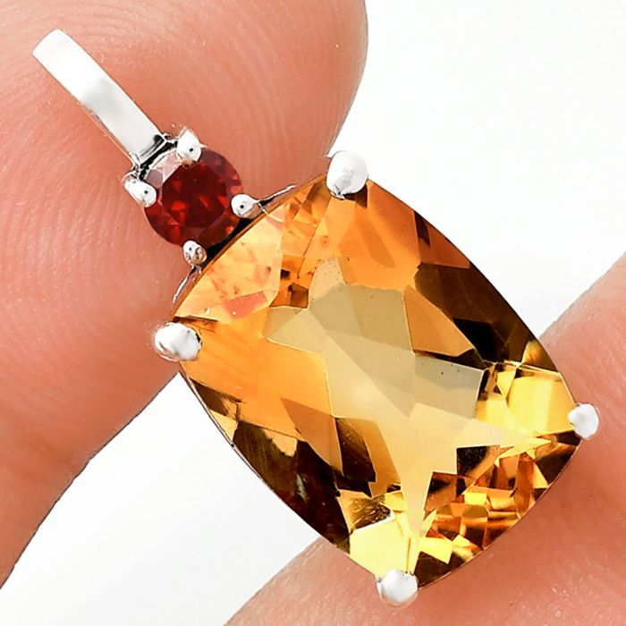 Citrine and Garnet Pendant EXP01071 P-1113, 12x16 mm