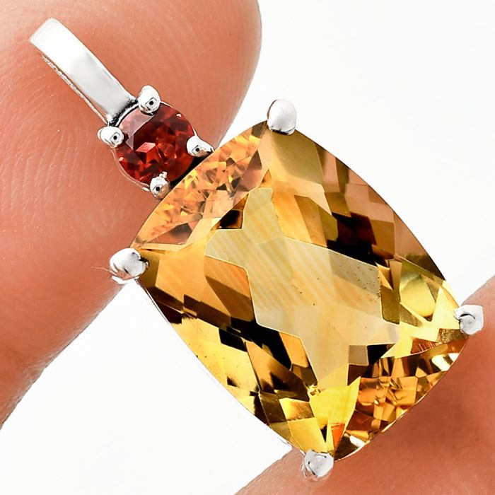 Citrine and Garnet Pendant EXP01073 P-1113, 12x16 mm