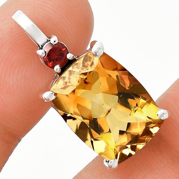 Citrine and Garnet Pendant EXP01074 P-1113, 12x16 mm