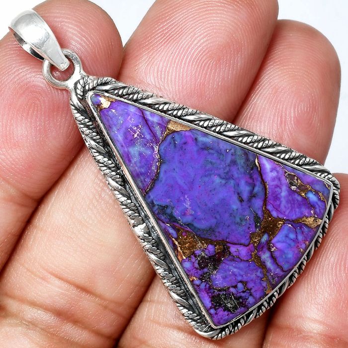 Copper Purple Turquoise Pendant EXP01121 P-1074, 22x32 mm