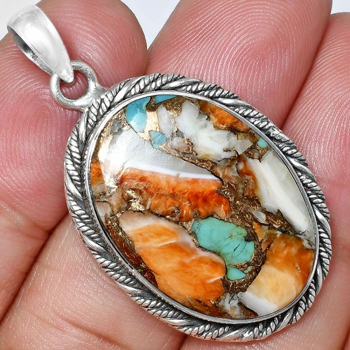 Spiny Oyster Turquoise Pendant EXP01137 P-1074, 18x26 mm