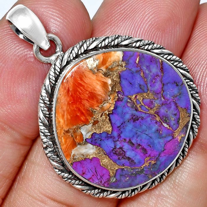 Spiny Oyster Turquoise Pendant EXP01146 P-1074, 23x23 mm