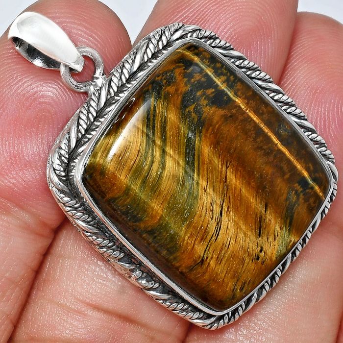 Tiger Eye Pendant EXP01150 P-1074, 21x24 mm