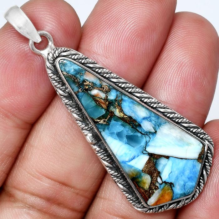 Spiny Oyster Turquoise Pendant EXP01166 P-1074, 16x37 mm