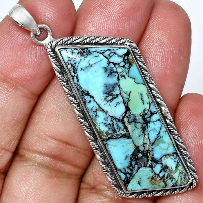 Lucky Charm Tibetan Turquoise Pendant EXP01171 P-1074, 15x42 mm