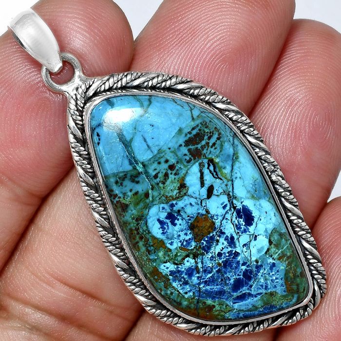 Shattuckite Pendant EXP01179 P-1074, 18x34 mm