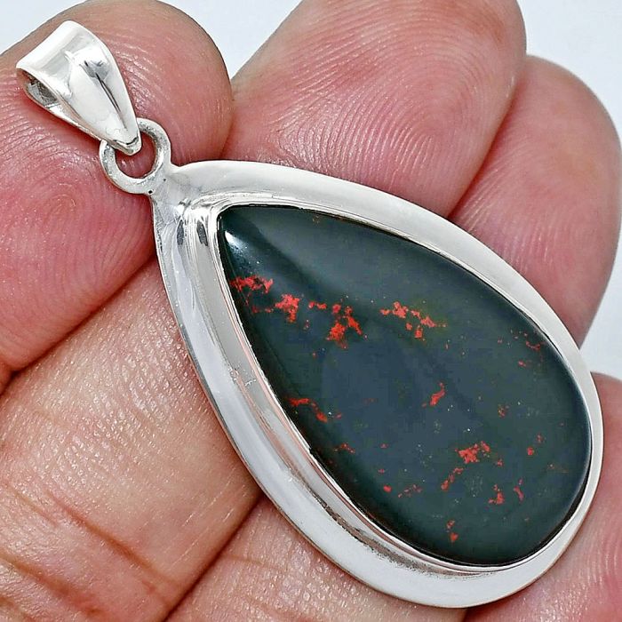 Blood Stone Pendant EXP01212 P-1076, 17x31 mm