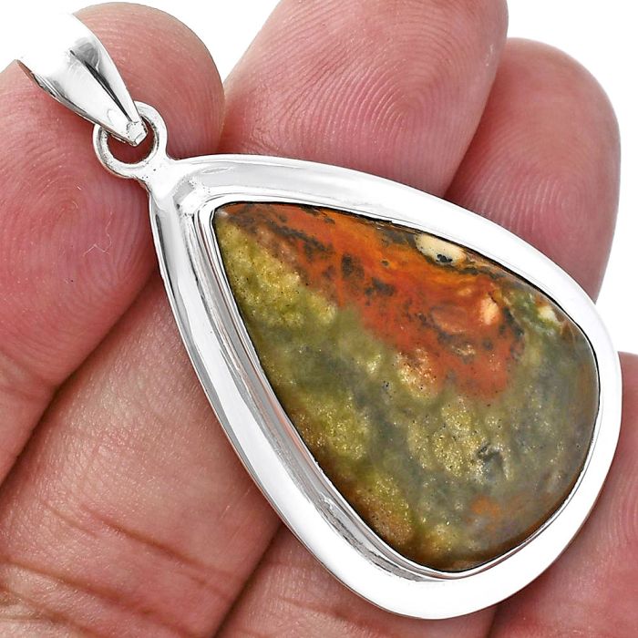 Rocky Butte Picture Jasper Pendant EXP01215 P-1076, 20x30 mm