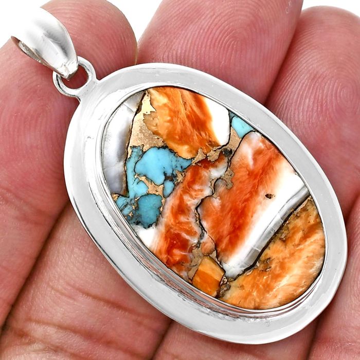 Spiny Oyster Turquoise Pendant EXP01228 P-1076, 19x29 mm