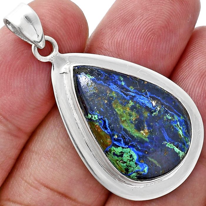 Azurite Chrysocolla Pendant EXP01252 P-1076, 17x25 mm