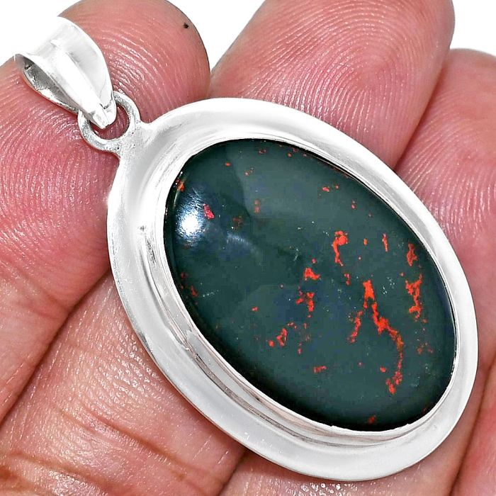 Blood Stone Pendant EXP01266 P-1076, 18x27 mm