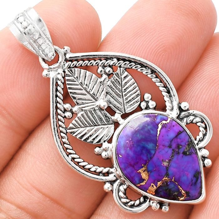 Copper Purple Turquoise Pendant EXP01316 P-1258, 13x18 mm