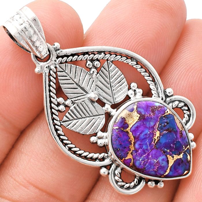 Copper Purple Turquoise Pendant EXP01328 P-1258, 13x17 mm