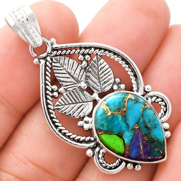 Multi Copper Turquoise Pendant EXP01330 P-1258, 13x18 mm