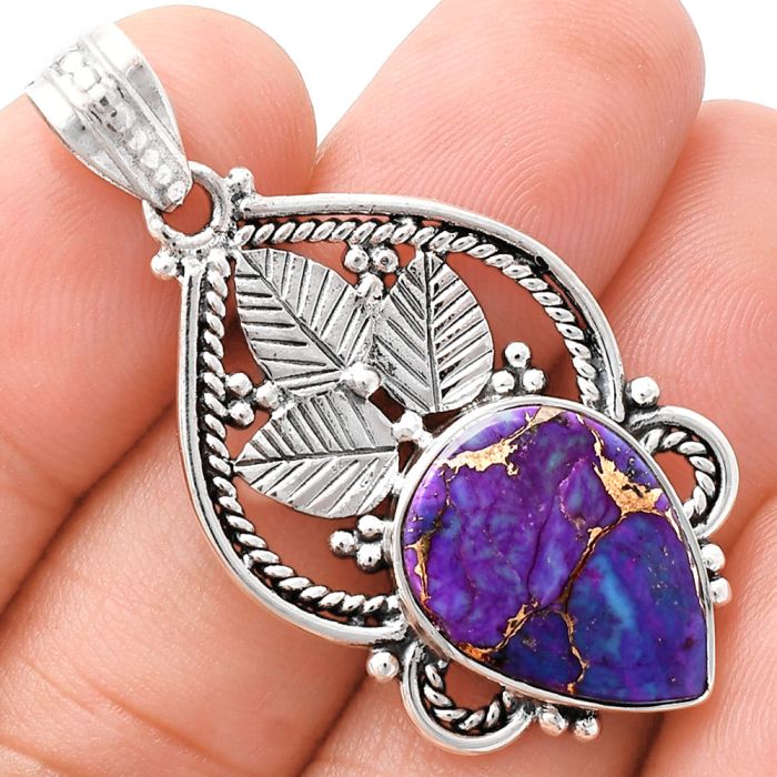 Copper Purple Turquoise Pendant EXP01333 P-1258, 13x18 mm