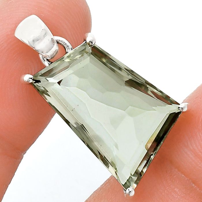 Prasiolite (Green Amethyst) Pendant EXP01343 P-1013, 14x21 mm