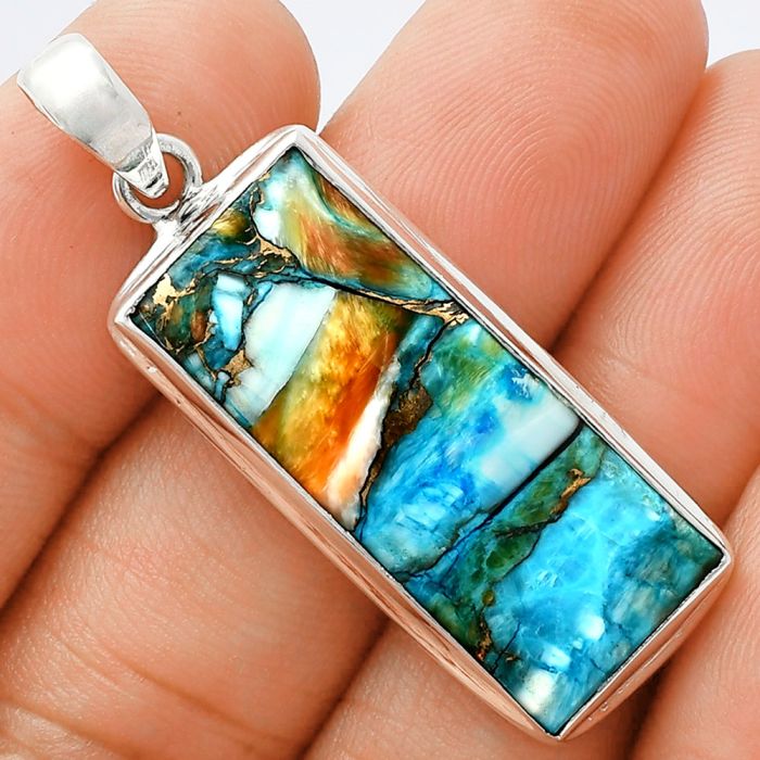 Spiny Oyster Turquoise Pendant EXP01360 P-1124, 12x30 mm