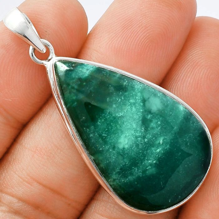 Green Lace Agate Pendant EXP01361 P-1124, 20x34 mm