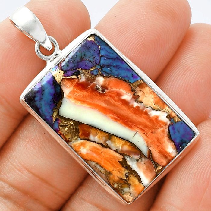 Spiny Oyster Turquoise Pendant EXP01366 P-1124, 19x28 mm