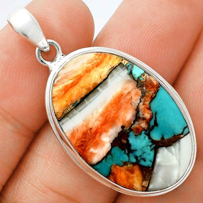 Spiny Oyster Turquoise Pendant EXP01367 P-1124, 18x28 mm