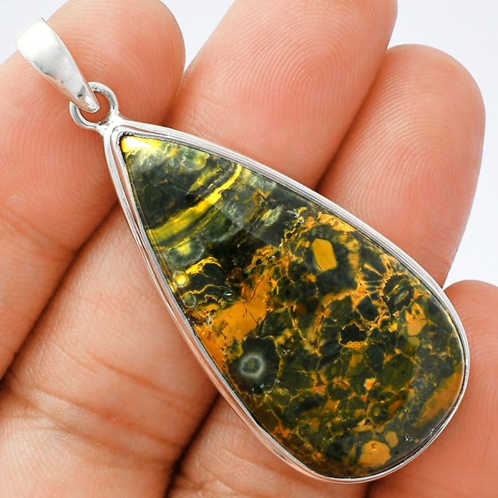 Turkish Rainforest Chrysocolla Pendant EXP01371 P-1124, 20x40 mm