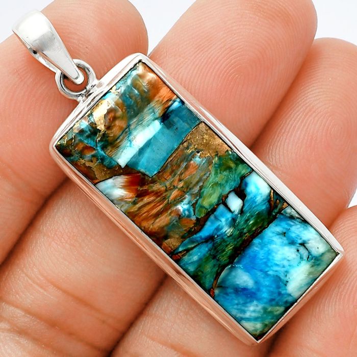 Spiny Oyster Turquoise Pendant EXP01373 P-1124, 14x32 mm