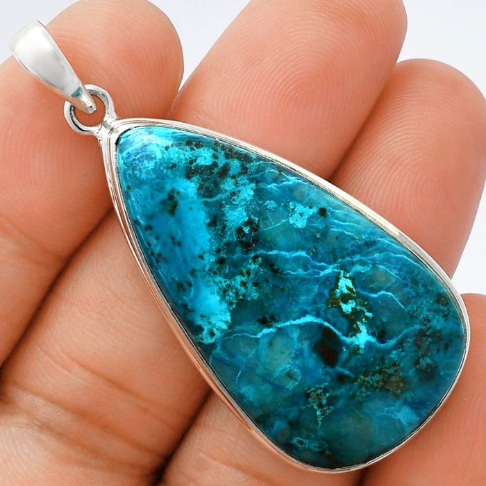 Shattuckite Pendant EXP01410 P-1124, 21x38 mm