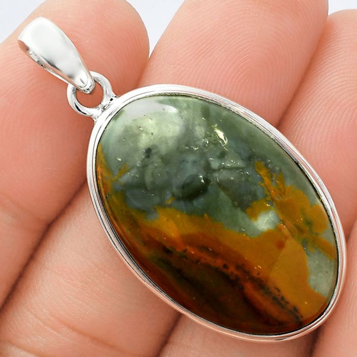 Rocky Butte Picture Jasper Pendant EXP01424 P-1124, 19x29 mm