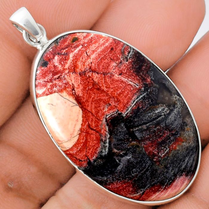 Snake Skin Jasper Pendant EXP01430 P-1001, 26x39 mm