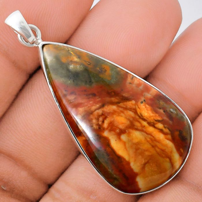 Rocky Butte Picture Jasper Pendant EXP01466 P-1001, 21x38 mm